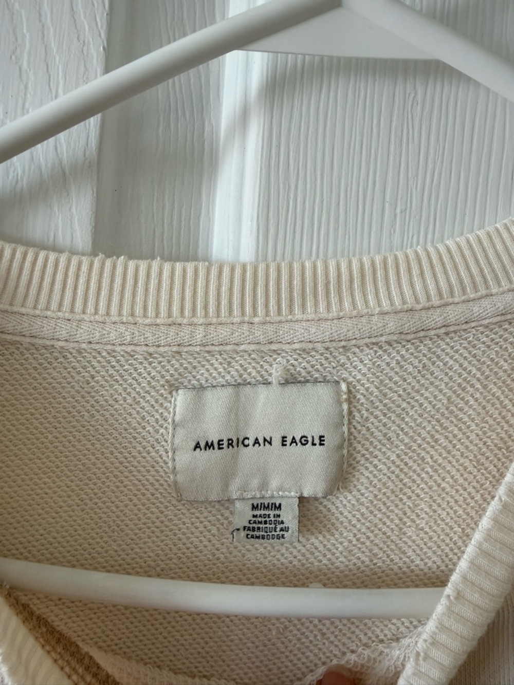 American Eagle Outfitters Cream Textured Crewneck Sweatshirt - Picture 2 of 4